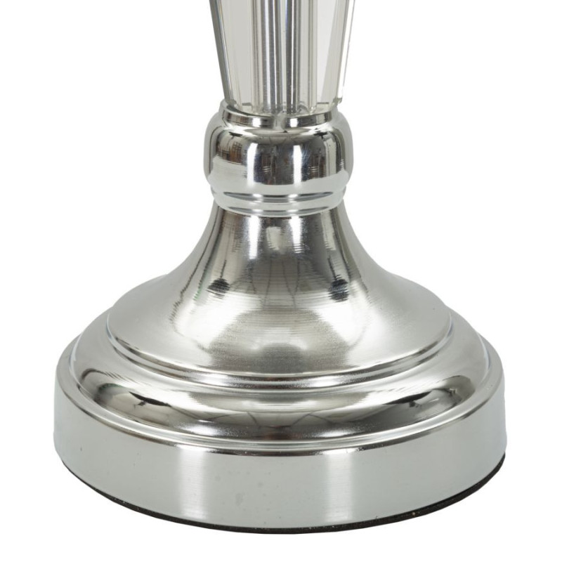 Grande Lampe à poser moderne chic Hauteur 56 cm en Métal Argenté Tissu Gris Verre Transparent Silvery 