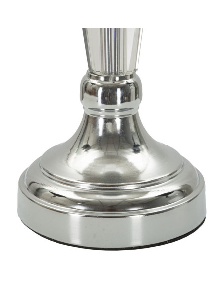 Grande Lampe à poser moderne chic Hauteur 56 cm en Métal Argenté Tissu Gris Verre Transparent Silvery 