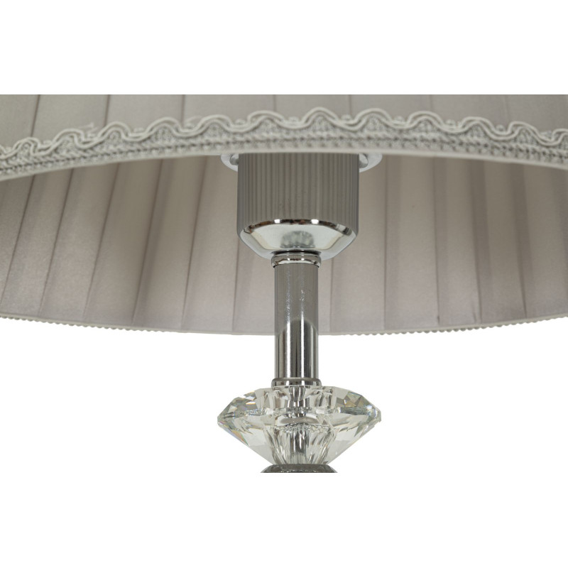 Grande Lampe à poser moderne chic Hauteur 56 cm en Métal Argenté Tissu Gris Verre Transparent Silvery 