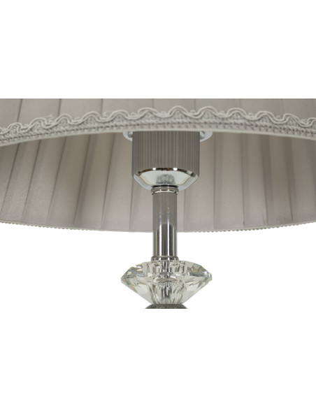 Grande Lampe à poser moderne chic Hauteur 56 cm en Métal Argenté Tissu Gris Verre Transparent Silvery 