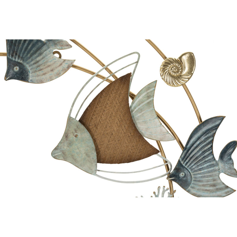 Grande déco murale bord de mer Poissons 61x77 en Métal Bois Dory 