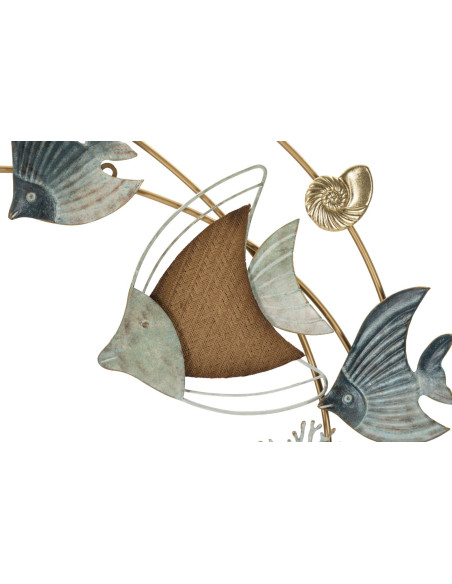 Grande déco murale bord de mer Poissons 61x77 en Métal Bois Dory 