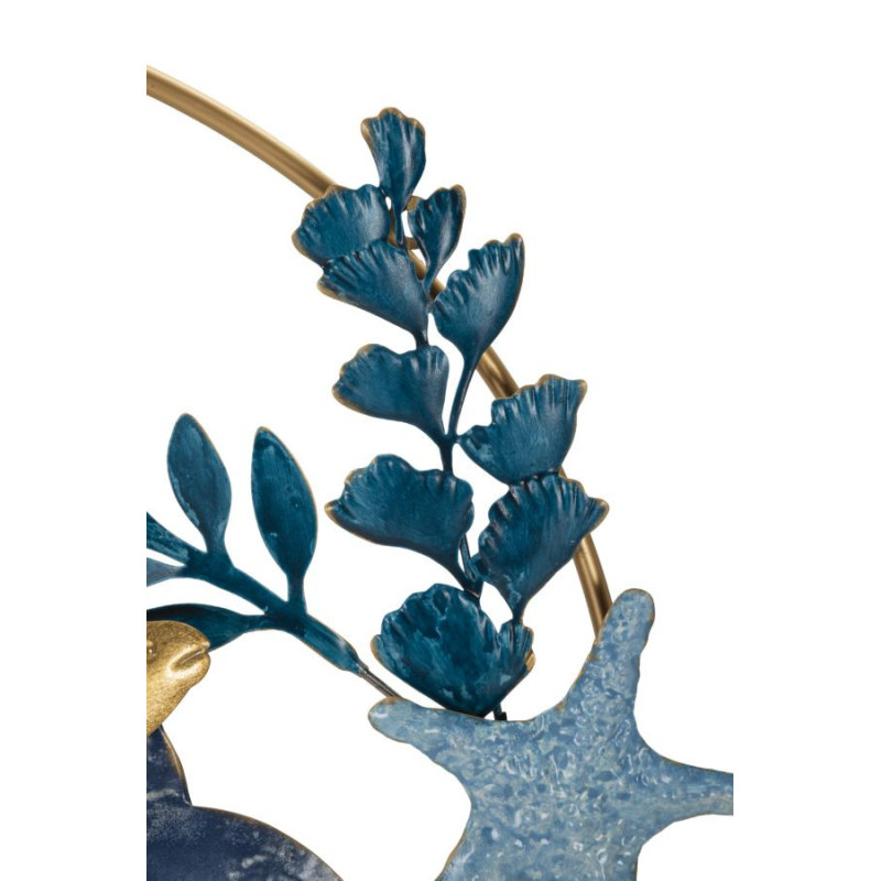 Grande déco murale bord de mer Poissons 77x62 en Métal Bois Marine 