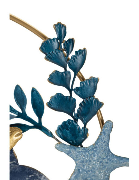 Grande déco murale bord de mer Poissons 77x62 en Métal Bois Marine 