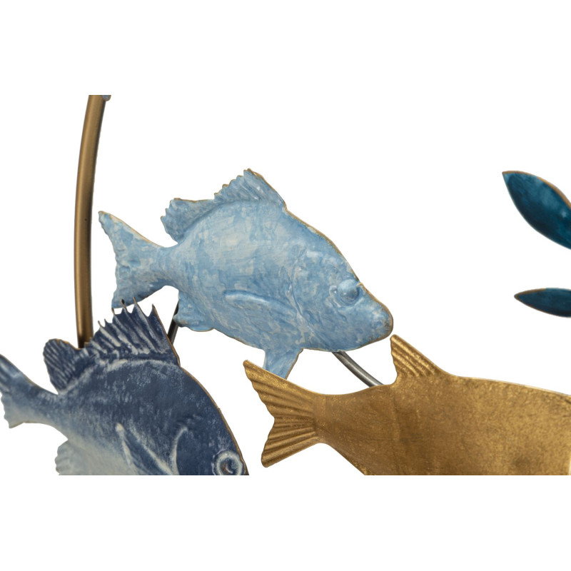 Grande déco murale bord de mer Poissons 77x62 en Métal Bois Marine 
