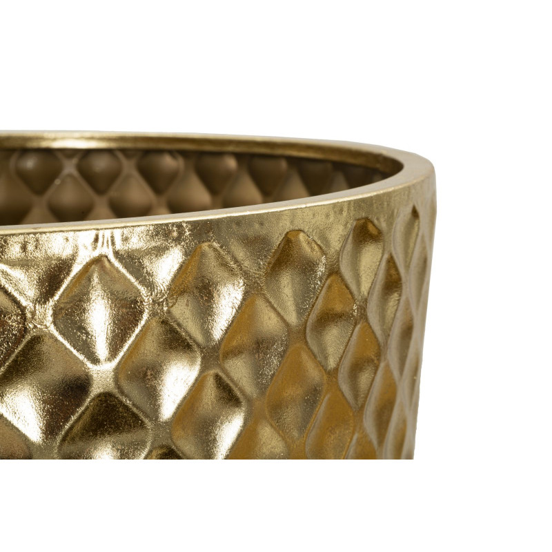 Grand Vase déco haut moderne Rond en Métal Doré Brillant Glotty Tris (Lot de 3) 