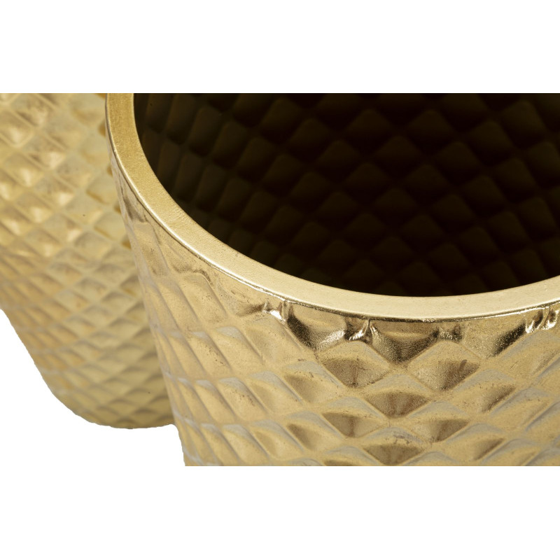 Grand Vase déco haut moderne Rond en Métal Doré Brillant Glotty Tris (Lot de 3) 