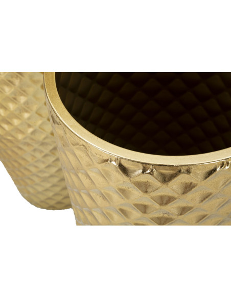 Grand Vase déco haut moderne Rond en Métal Doré Brillant Glotty Tris (Lot de 3) 