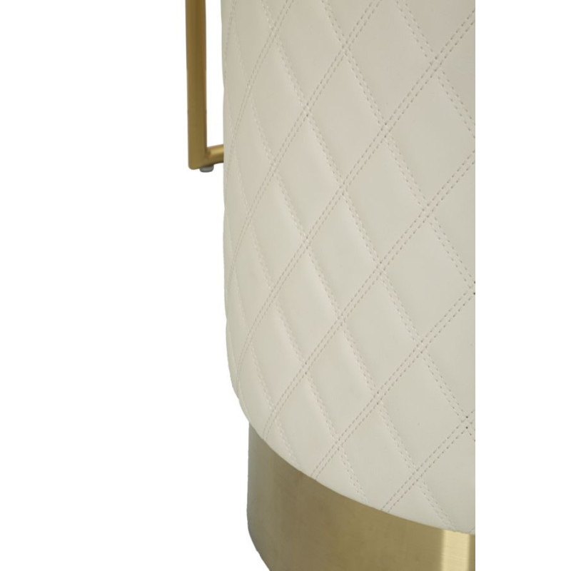 Coiffeuse moderne avec tabouret 4 tiroirs en Polyuréthane Blanc Matelassé Bois MDF Métal Doré Sharon 