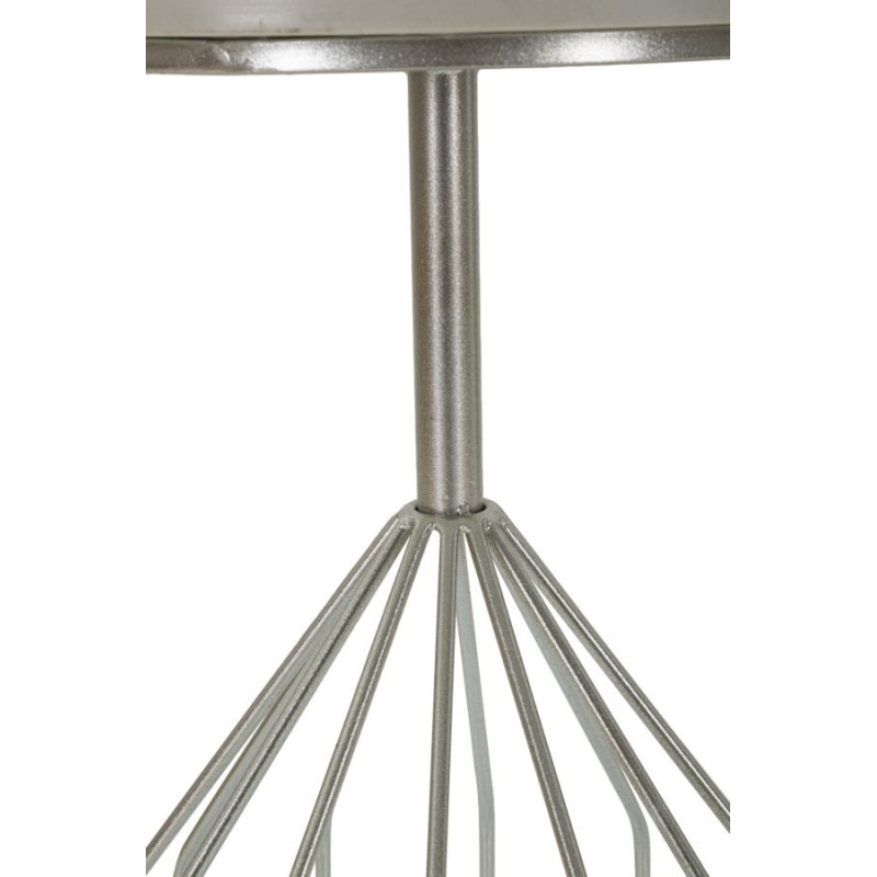 Sellette haute moderne Ronde en Marbre Blanc Métal Argenté Cup 