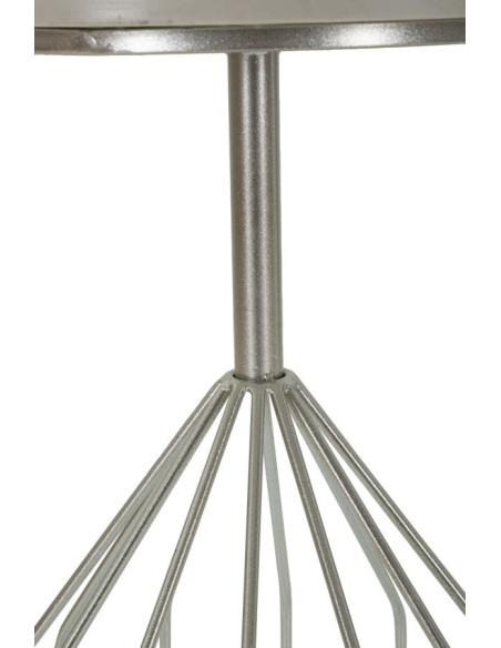 Sellette haute moderne Ronde en Marbre Blanc Métal Argenté Cup 