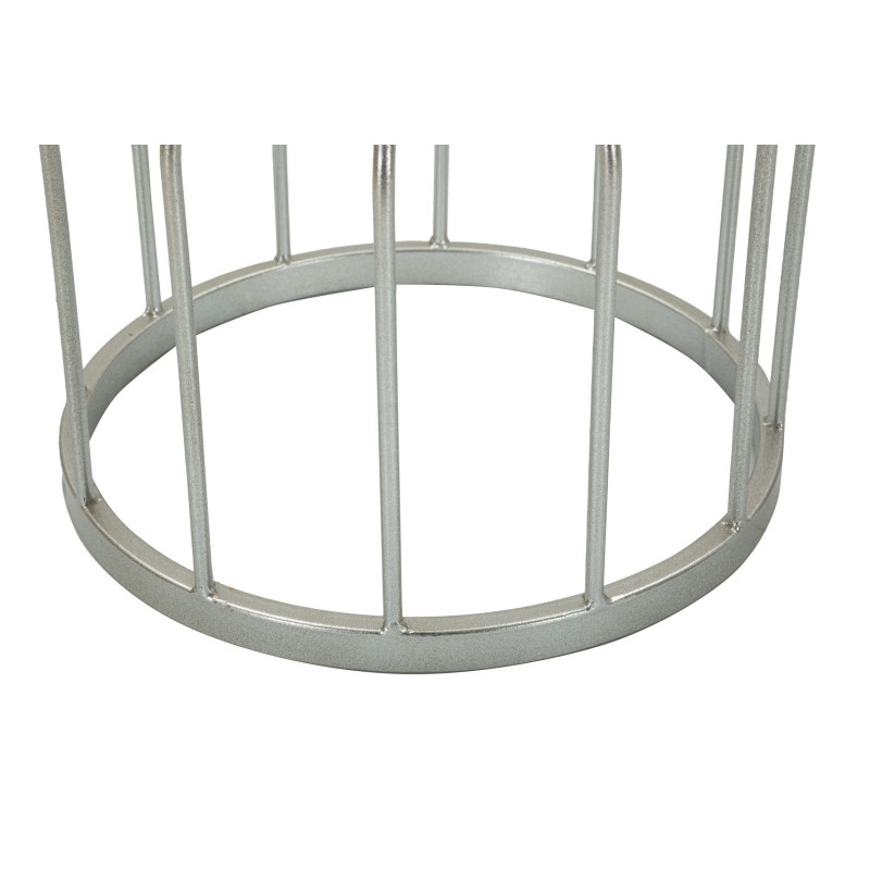 Sellette haute moderne Ronde en Marbre Blanc Métal Argenté Cup 