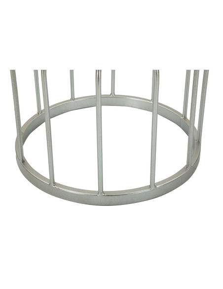 Sellette haute moderne Ronde en Marbre Blanc Métal Argenté Cup 