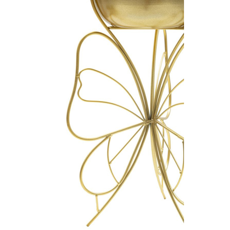 Cache-pot sur pied moderne Papillon Rond Hauteur 45 cm en Métal Doré Farfy 
