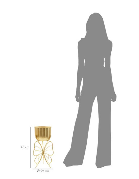 Cache-pot sur pied moderne Papillon Rond Hauteur 45 cm en Métal Doré Farfy 