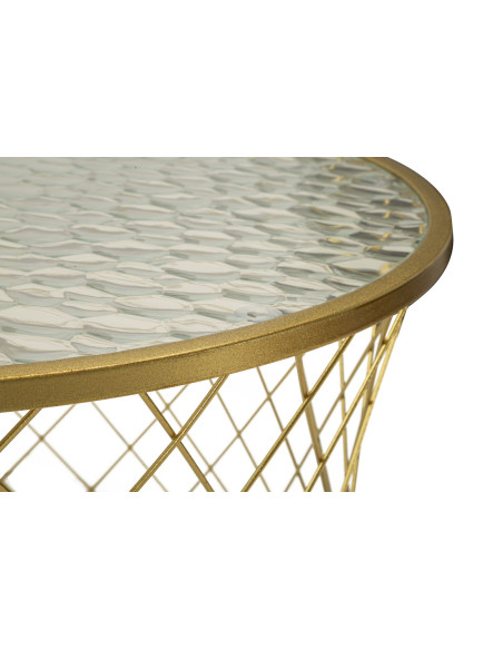 Table basse moderne avec table d'appoint gigogne en Métal Doré Verre Noah (Lot de 4) 