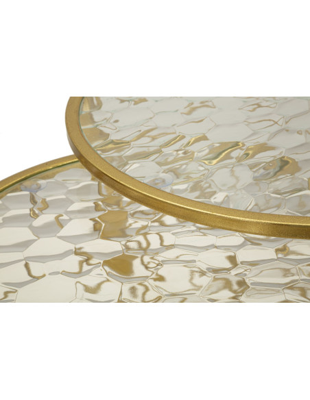Table basse moderne avec table d'appoint gigogne en Métal Doré Verre Noah (Lot de 4) 