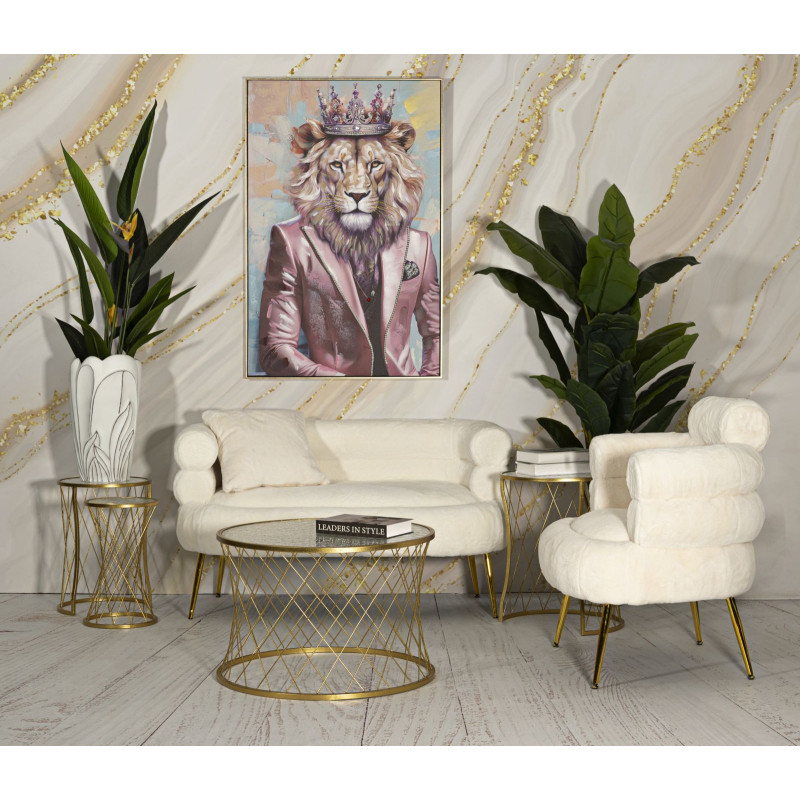 Table basse moderne avec table d'appoint gigogne en Métal Doré Verre Noah (Lot de 4) 