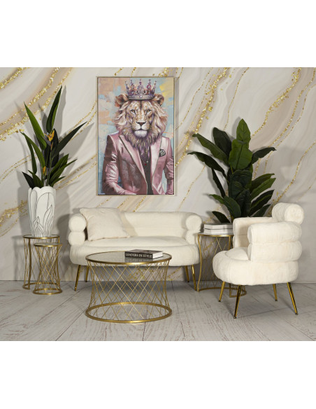 Table basse moderne avec table d'appoint gigogne en Métal Doré Verre Noah (Lot de 4) 