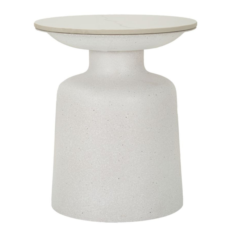 Table d'appoint minimaliste Ronde 40 cm en Métal Céramique Blanc White 
