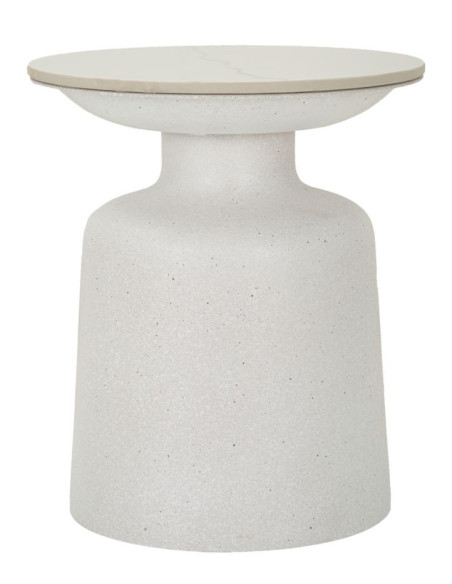 Table d'appoint minimaliste Ronde 40 cm en Métal Céramique Blanc White 