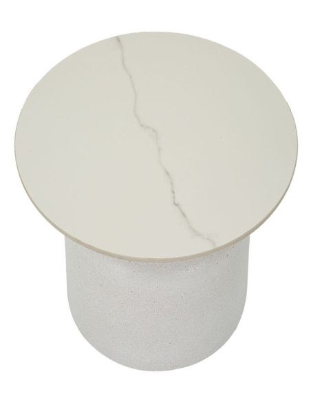 Table d'appoint minimaliste Ronde 40 cm en Métal Céramique Blanc White 