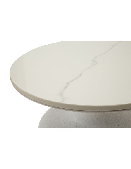 Table d'appoint minimaliste Ronde 40 cm en Métal Céramique Blanc White 