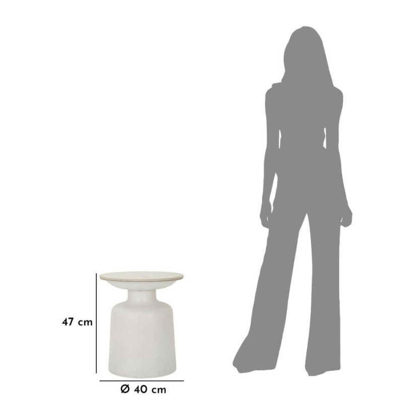 Table d'appoint minimaliste Ronde 40 cm en Métal Céramique Blanc White 