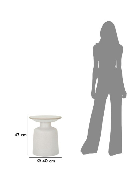 Table d'appoint minimaliste Ronde 40 cm en Métal Céramique Blanc White 