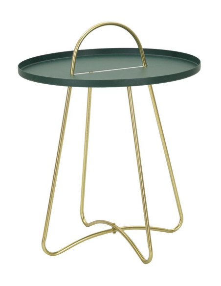 Table d'appoint moderne avec poignée Ronde en Métal Vert Doré Grent 