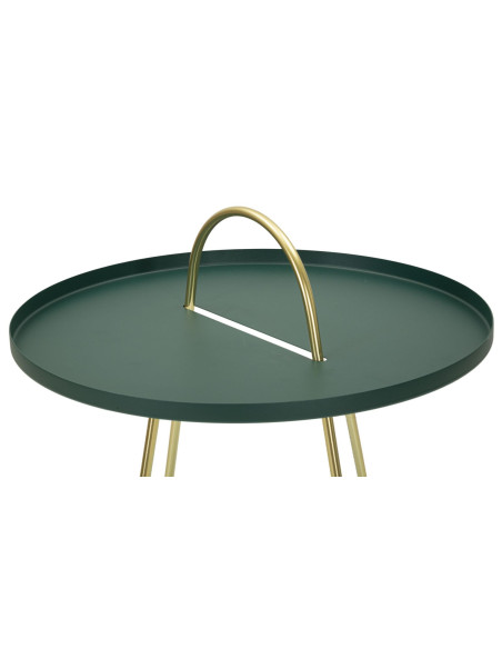 Table d'appoint moderne avec poignée Ronde en Métal Vert Doré Grent 
