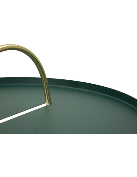 Table d'appoint moderne avec poignée Ronde en Métal Vert Doré Grent 