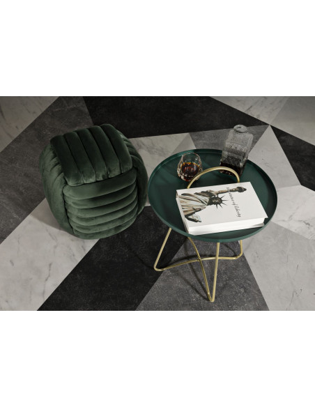 Table d'appoint moderne avec poignée Ronde en Métal Vert Doré Grent 