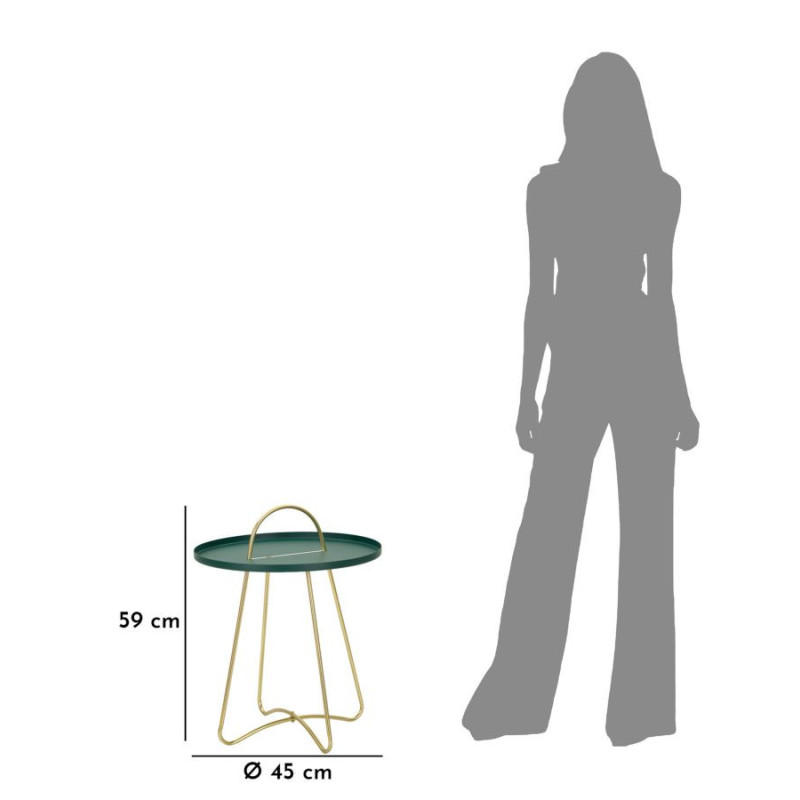 Table d'appoint moderne avec poignée Ronde en Métal Vert Doré Grent 