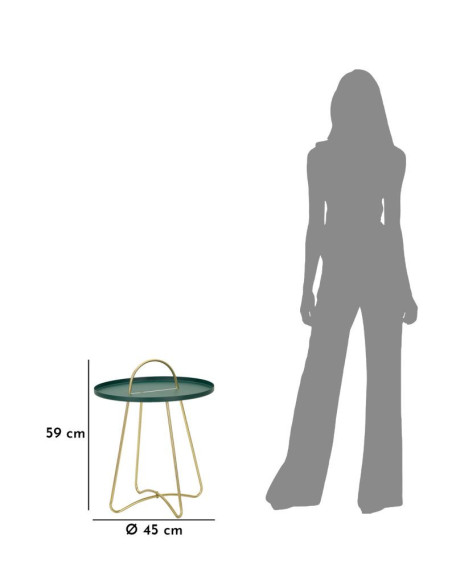 Table d'appoint moderne avec poignée Ronde en Métal Vert Doré Grent 