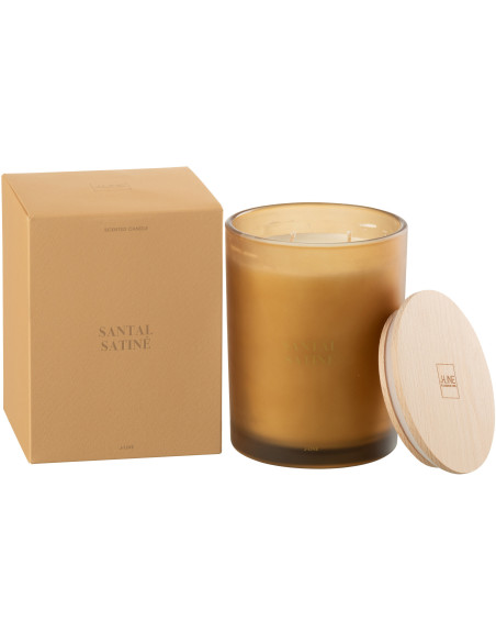 Bougie parfumée XL Senteur Boisée Santal Satiné 52 heures Accords Essentiels - 1