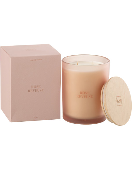 Bougie parfumée XL Senteur Fruitée Rose Rêveuse 52 heures Accords Essentiels - 1