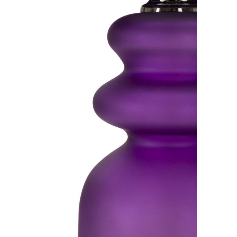 Lampe à poser moderne chic Hauteur 57 cm en Verre Violet Tissu Jaune ocre Métal Argenté Milva 