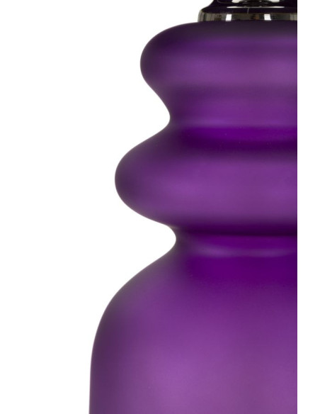 Lampe à poser moderne chic Hauteur 57 cm en Verre Violet Tissu Jaune ocre Métal Argenté Milva 