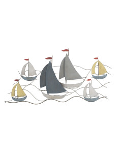 Grande déco murale Voiliers 119x51 en Métal Multicolore Sea 