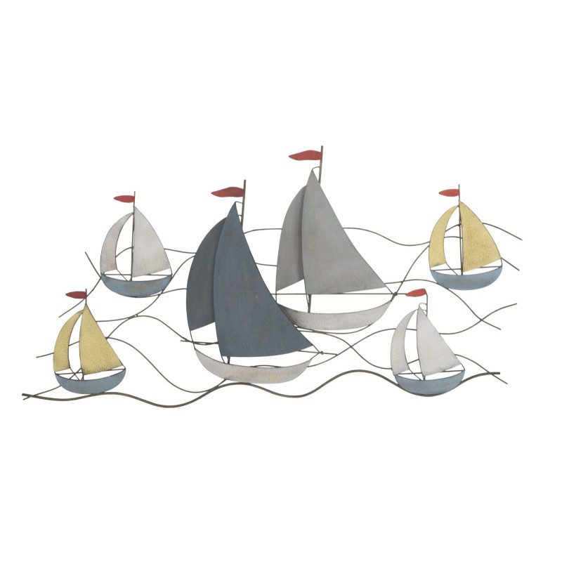 Grande déco murale Voiliers 119x51 en Métal Multicolore Sea 