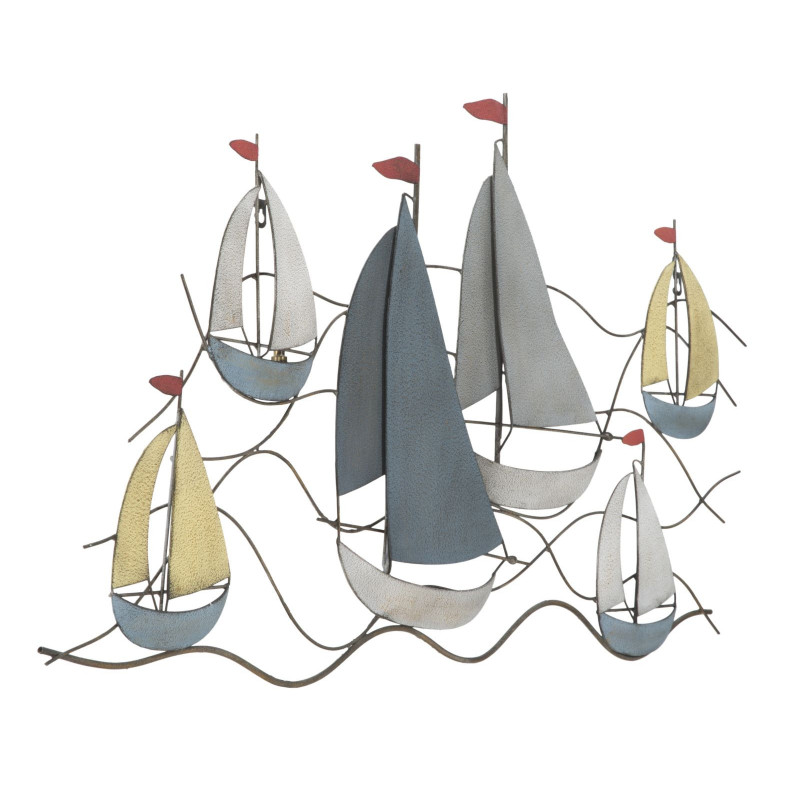 Grande déco murale Voiliers 119x51 en Métal Multicolore Sea 