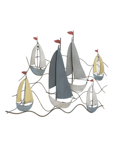 Grande déco murale Voiliers 119x51 en Métal Multicolore Sea 