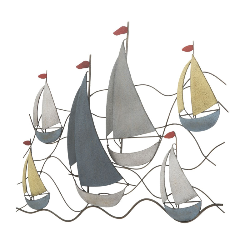 Grande déco murale Voiliers 119x51 en Métal Multicolore Sea 