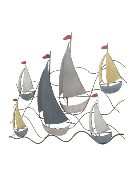 Grande déco murale Voiliers 119x51 en Métal Multicolore Sea 