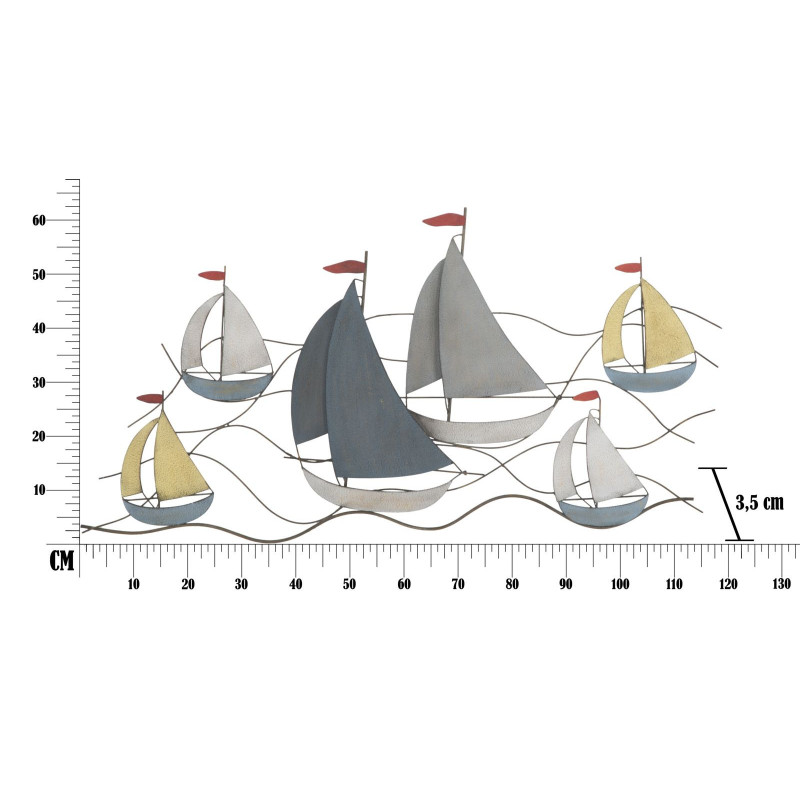 Grande déco murale Voiliers 119x51 en Métal Multicolore Sea 