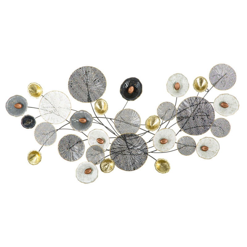 Grande déco murale Fleurs abstraites 157x66 en Métal Multicolore Grid 