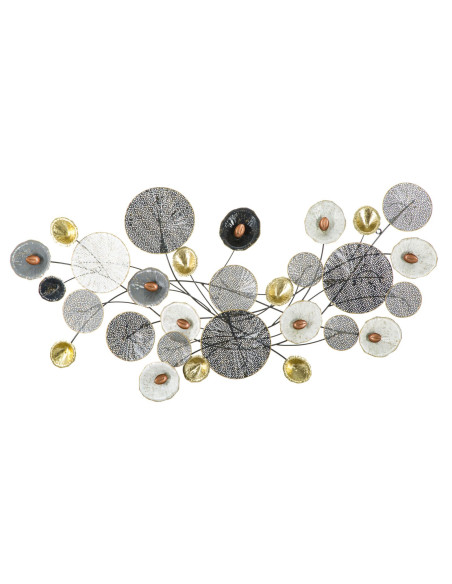 Grande déco murale Fleurs abstraites 157x66 en Métal Multicolore Grid 