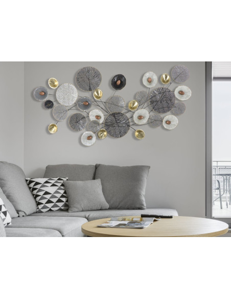 Grande déco murale Fleurs abstraites 157x66 en Métal Multicolore Grid 