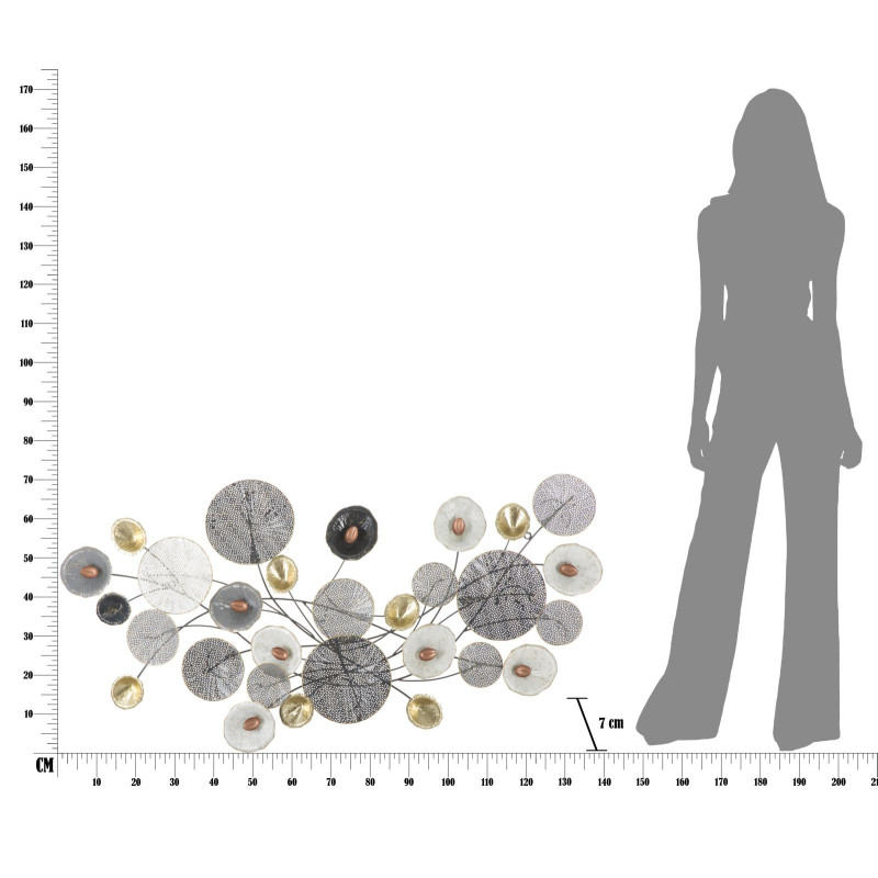 Grande déco murale Fleurs abstraites 157x66 en Métal Multicolore Grid 